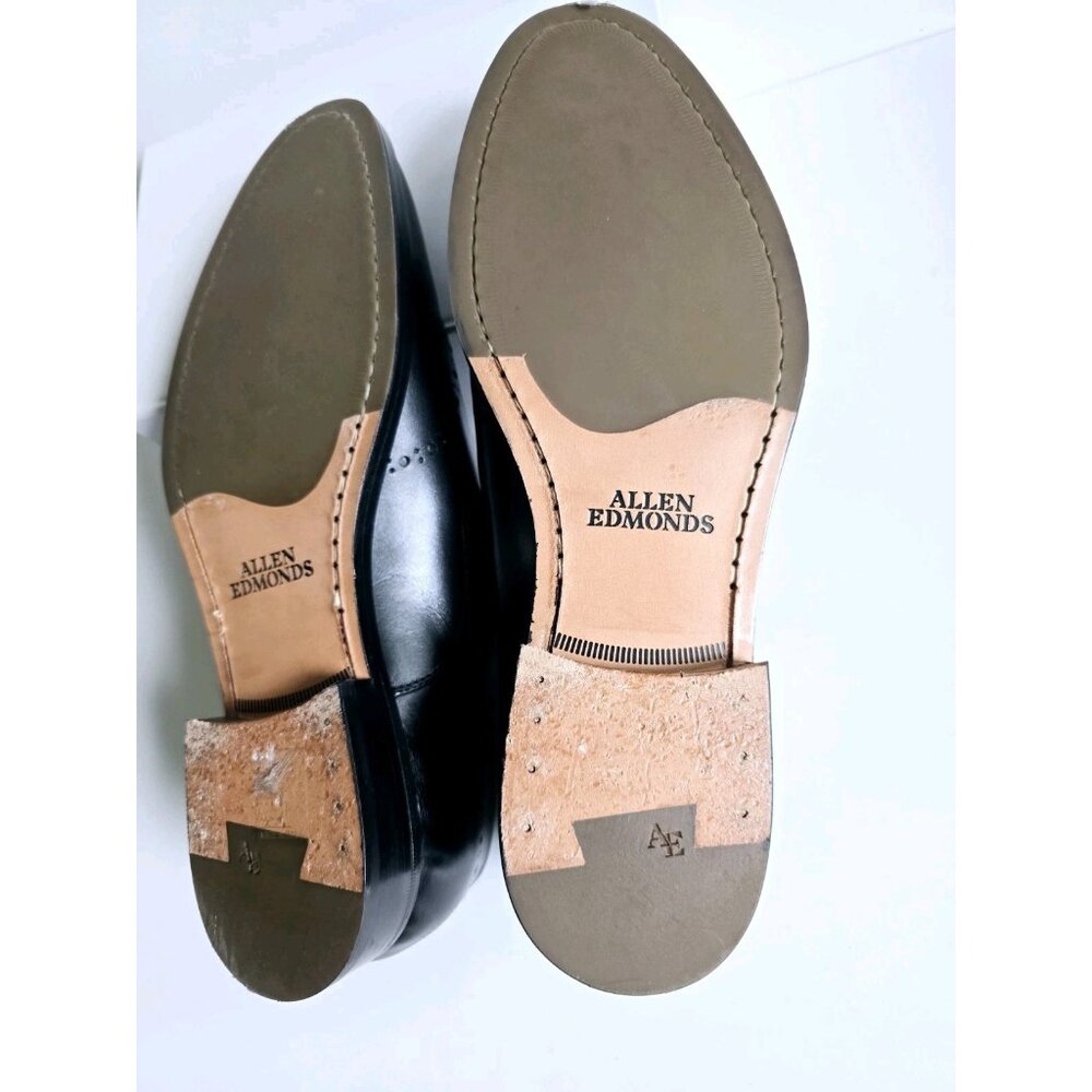 Allen Edmonds Lucca Black Leather Slip On Brogues Mens Dress Shoes Loafers 9 - Picture 11 of 11